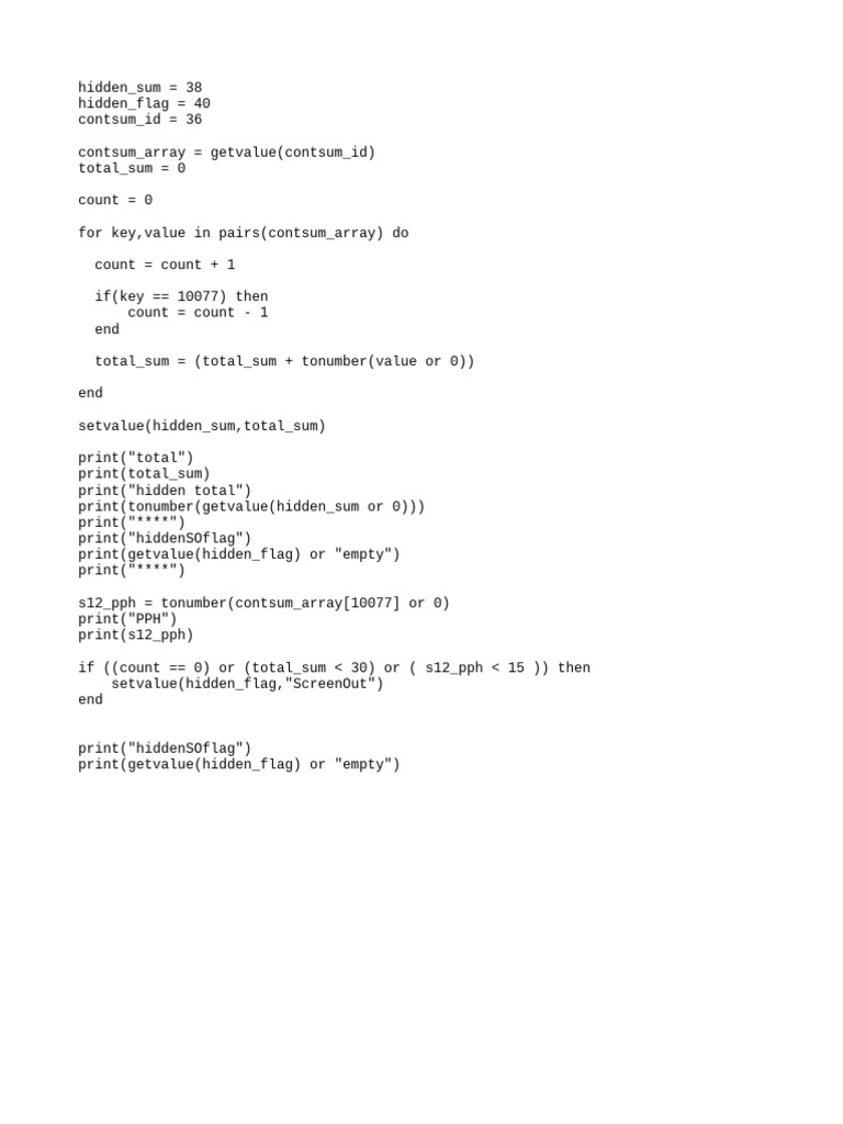 LUA Script Contsum Check 3 Conditions and Test | PDF