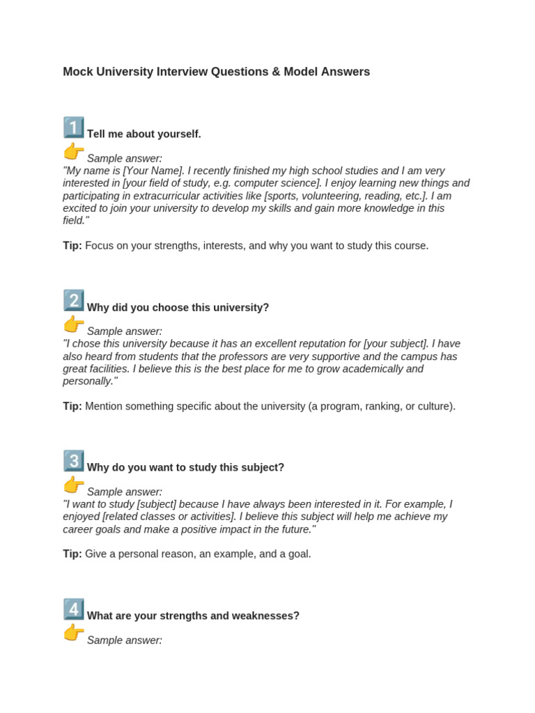 University Interview Prep Guide | PDF