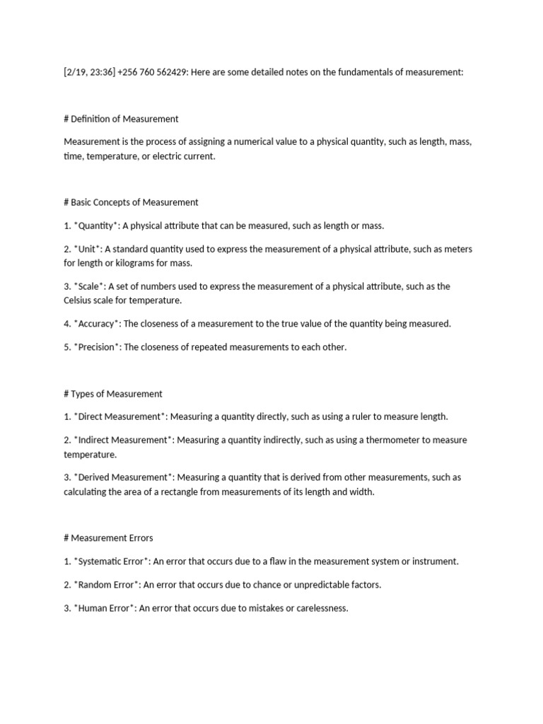 Fundamentals of Measurement Explained | PDF | Measurement ...