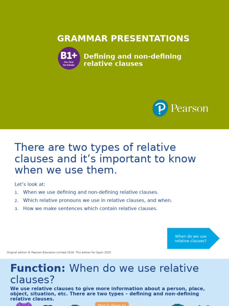 Defining and Non-Defining Relative Clauses | PDF | Clause | Pronoun