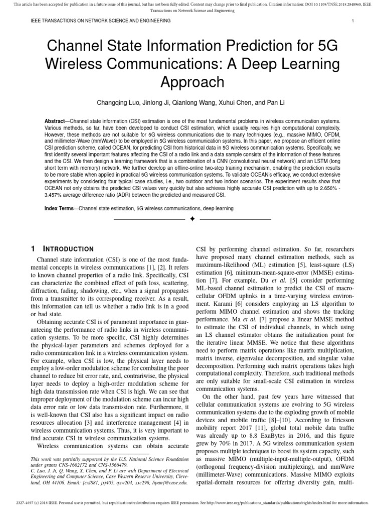 5G CSI Prediction Using Deep Learning | PDF | Mimo | Radio