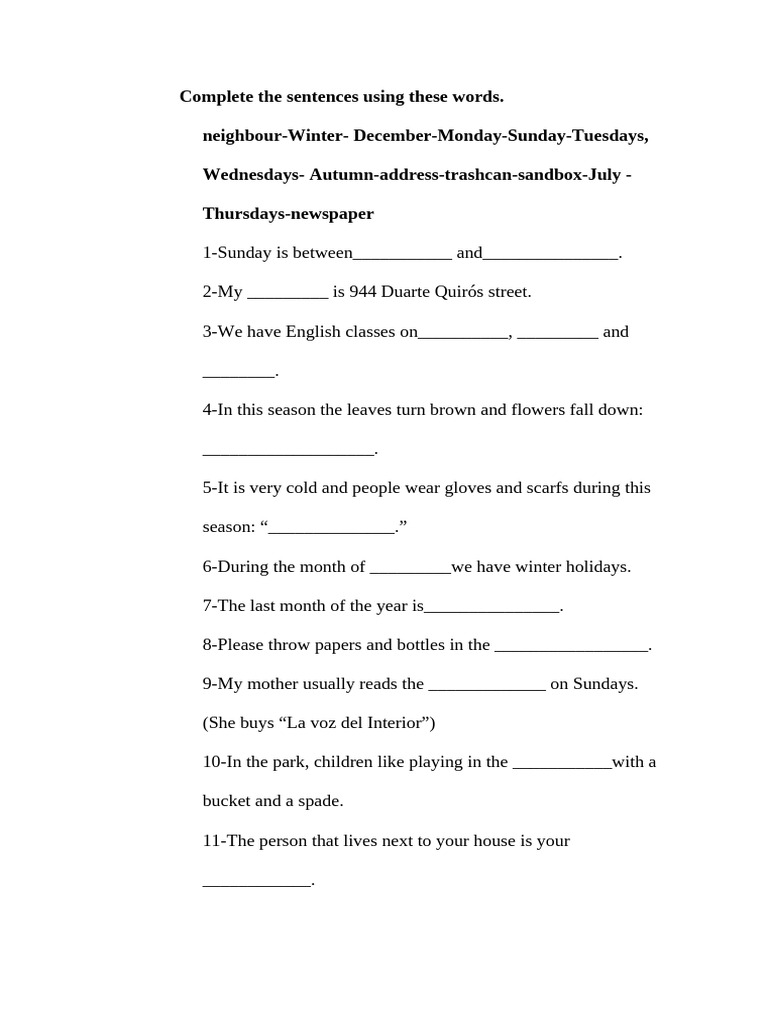 Sentence Completion and Vocabulary Exercises | PDF