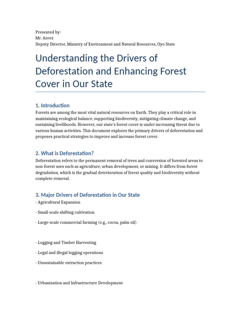 Drivers and Solutions for Deforestation | PDF | Deforestation | Forests