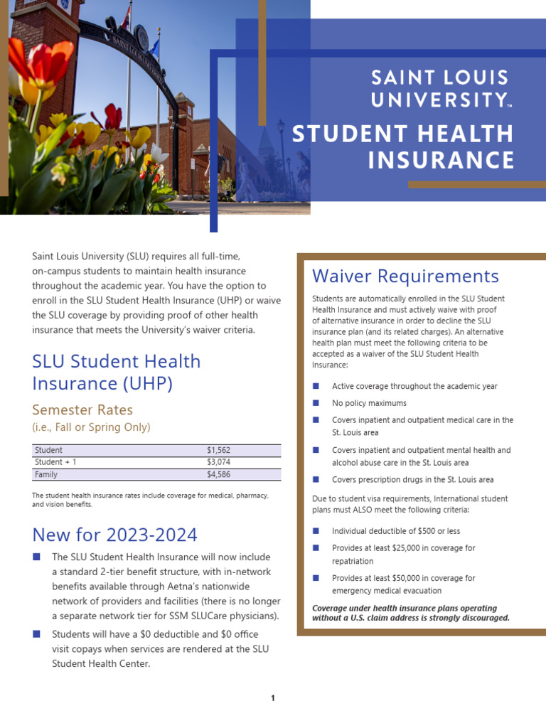 SLU Student Health Insurance Overview | PDF | Deductible | Insurance