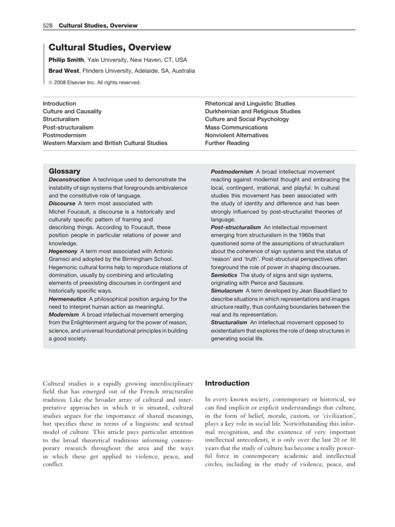 Overview of Cultural Studies Concepts | PDF | Postmodernism | Cultural ...