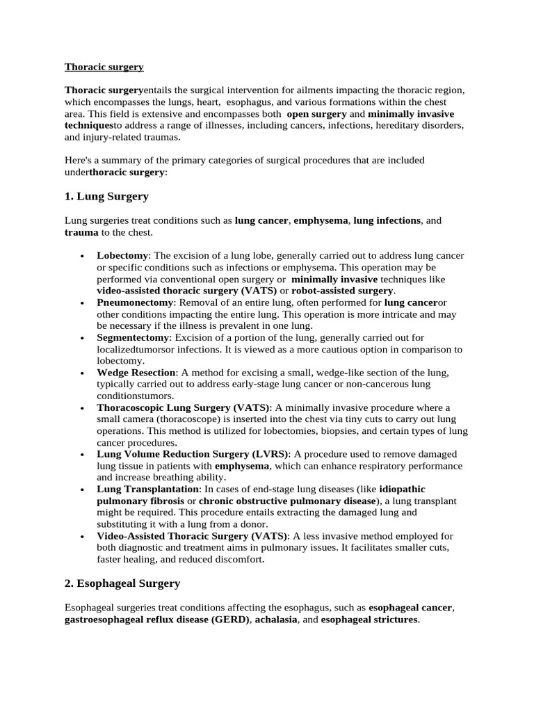 Comprehensive Guide to Thoracic Surgery | PDF | Cardiothoracic Surgery ...