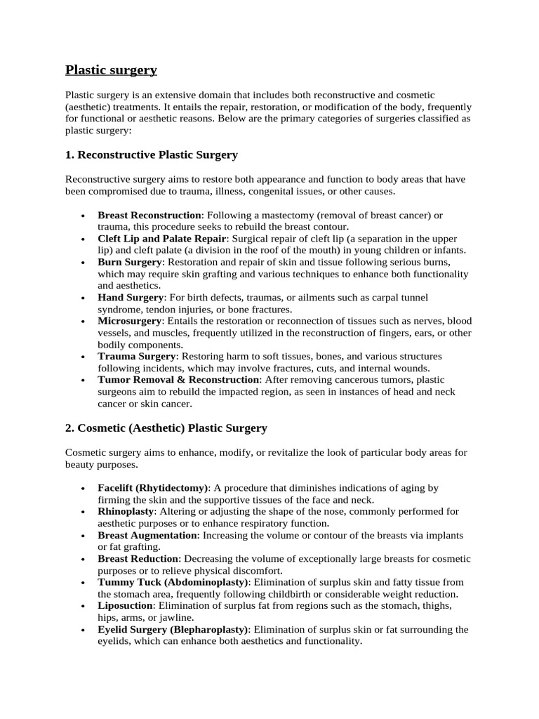 Comprehensive Guide to Plastic Surgery | PDF | Plastic Surgery | Uterus