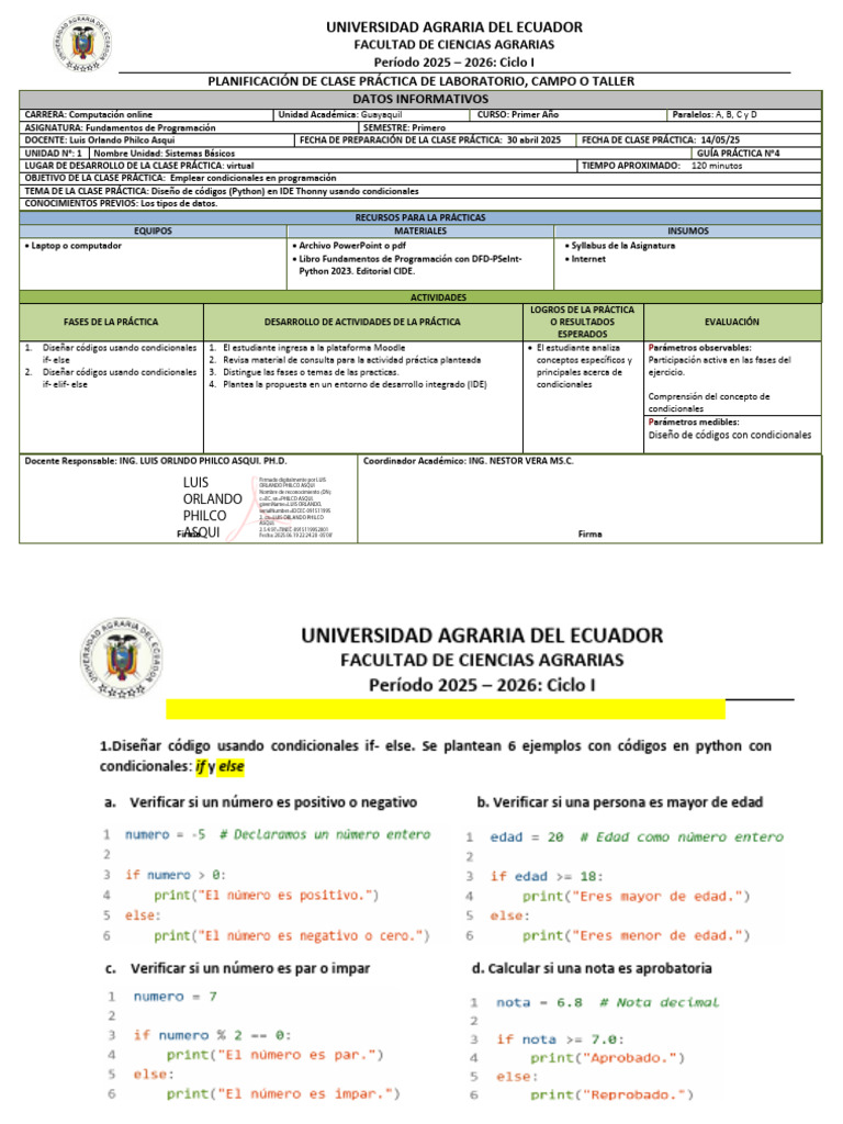 Plan de Práctica Fund Programación4 | PDF | Python (lenguaje de ...