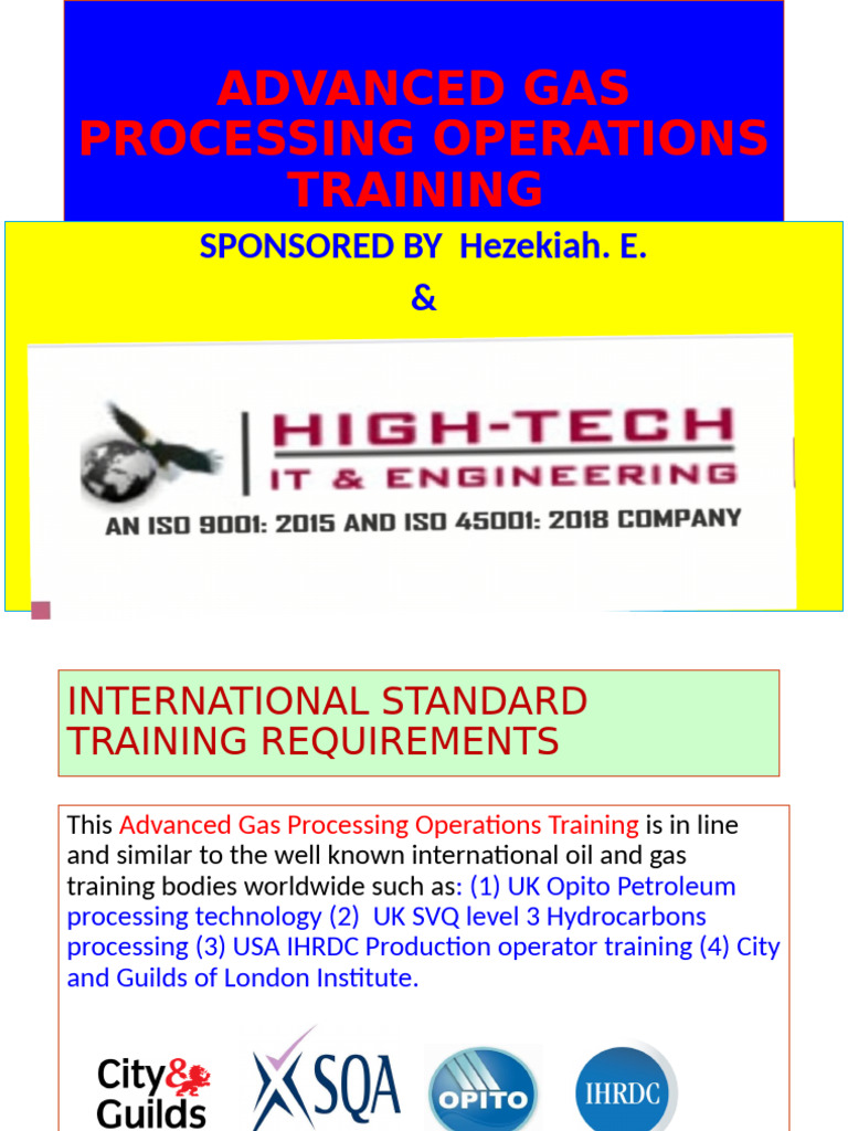 Advanced Gas Processing Operations Overview Training July 2024 | PDF ...