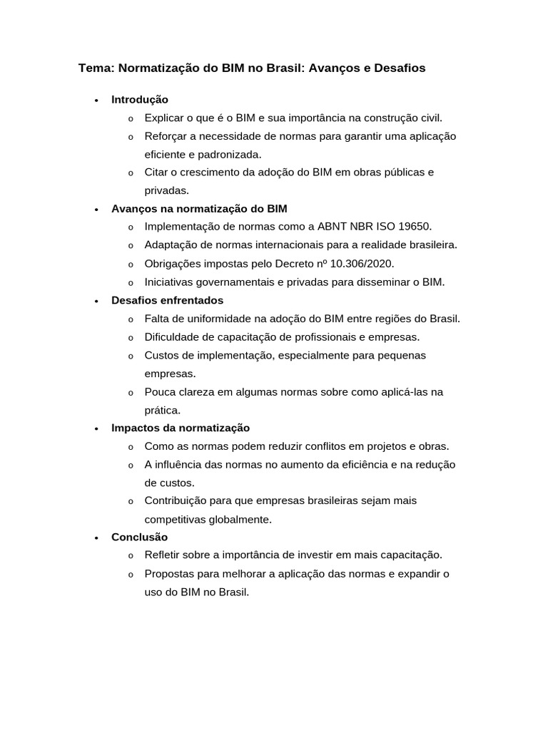 Normatização do BIM no Brasil: Avanços e Desafios | PDF | BIM | Custo