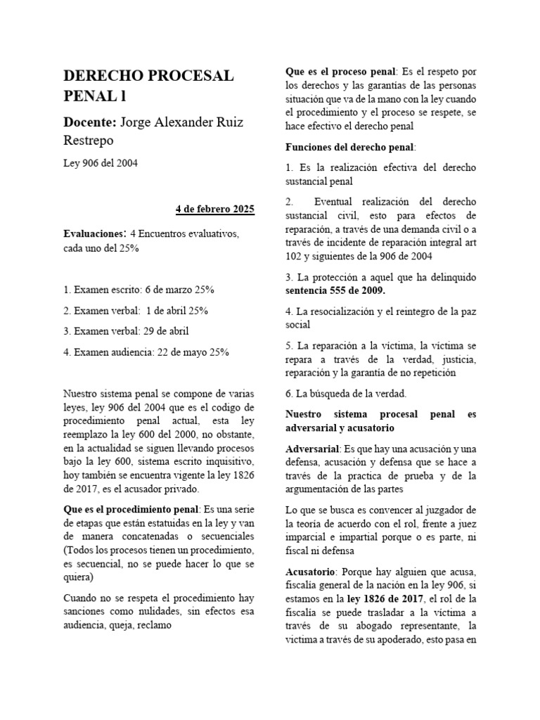 Derecho Procesal Penal en Colombia | PDF | Debido al proceso | Judicaturas