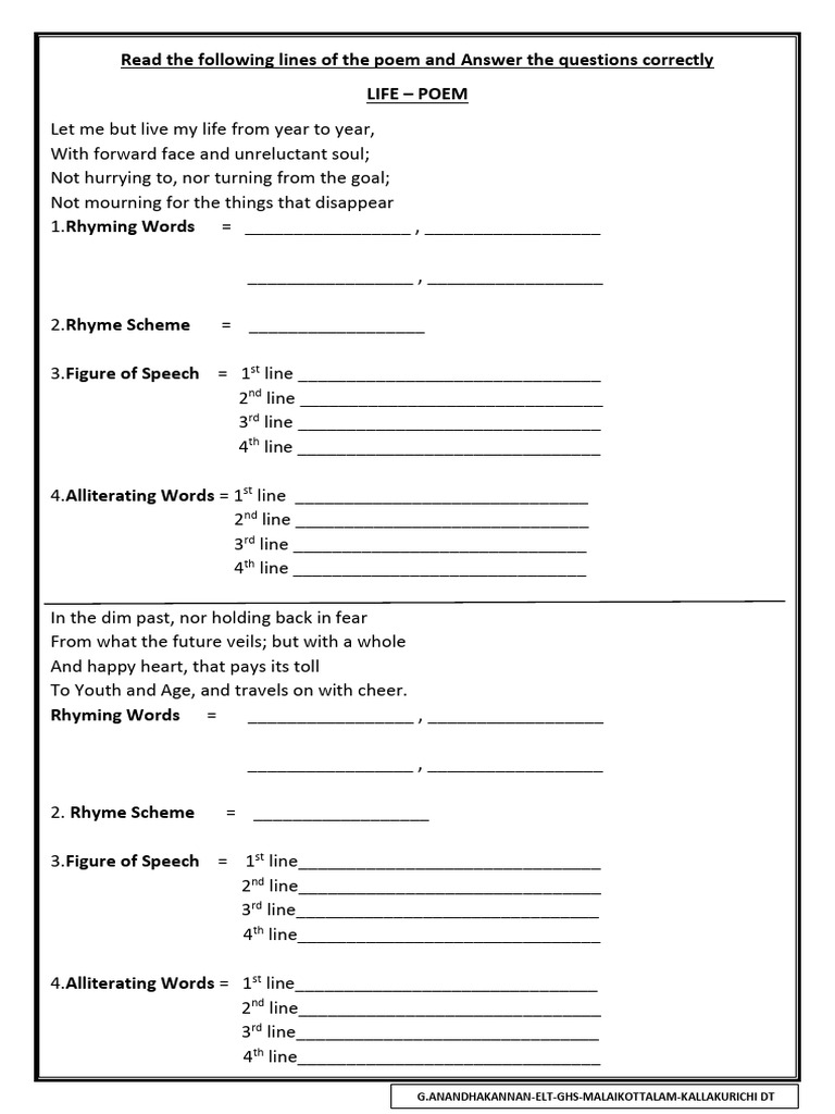 Life Poem Analysis and Devices | PDF | Poetry | Poetics