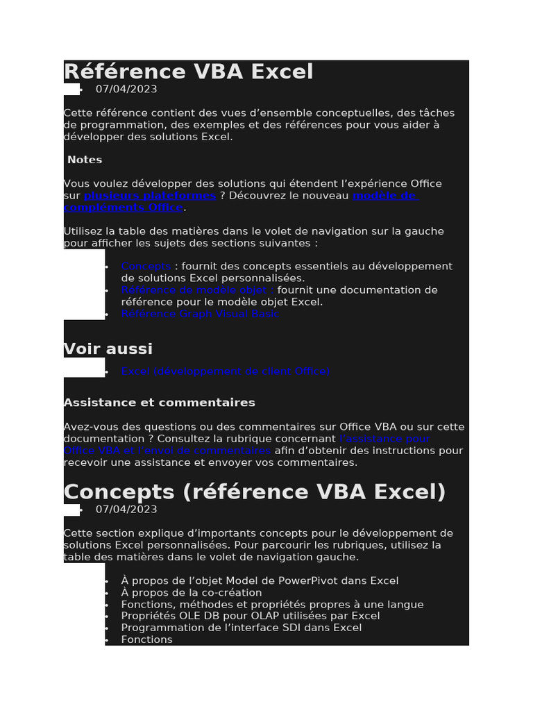 Référence VBA pour Excel | PDF | Microsoft Excel | Visual Basic for ...