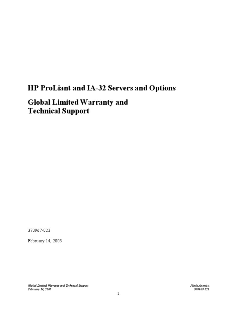 Hp proliant and ia 32 servers and options global limited warranty and