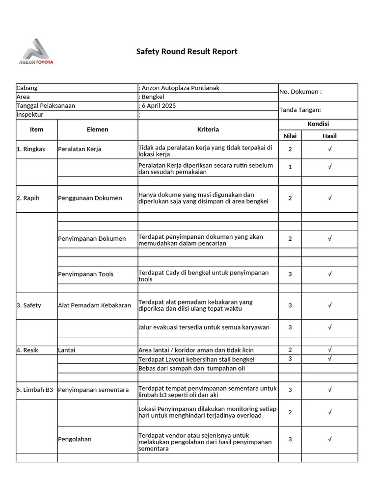 Form Safety Report Control | PDF