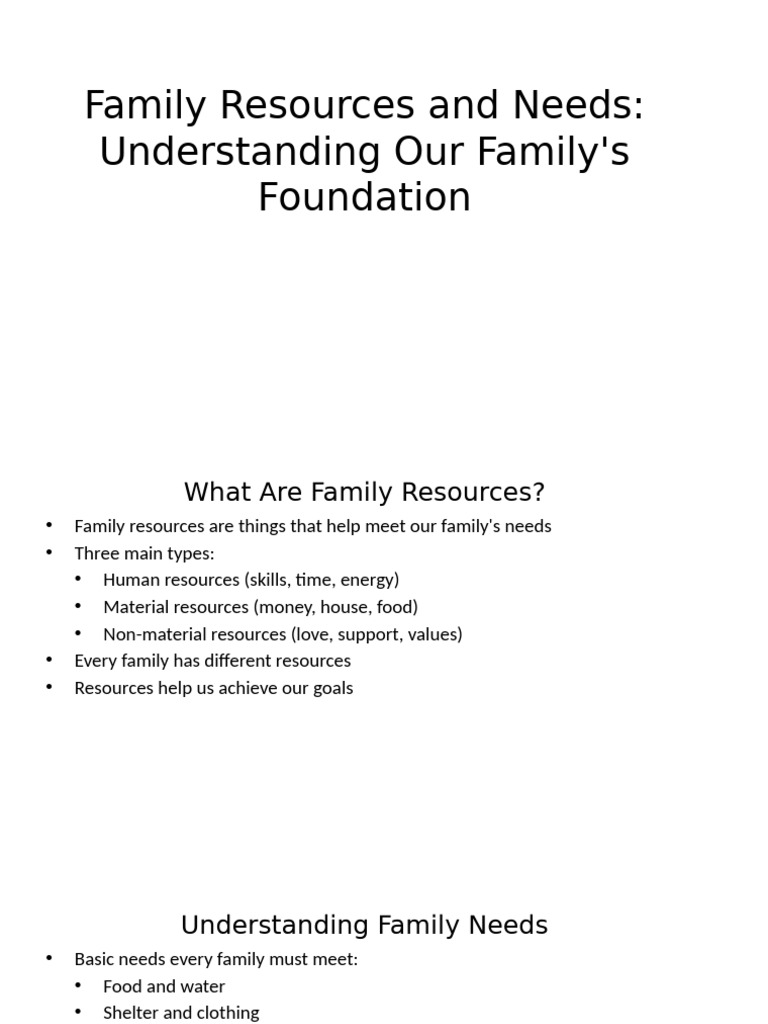 Family Resources and Needs Understanding Our Family S Foundation | PDF