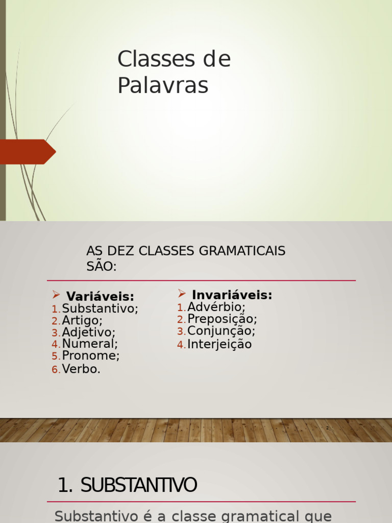Classes Gramaticais: Substantivos e Verbos | PDF | Pronome | Classe ...