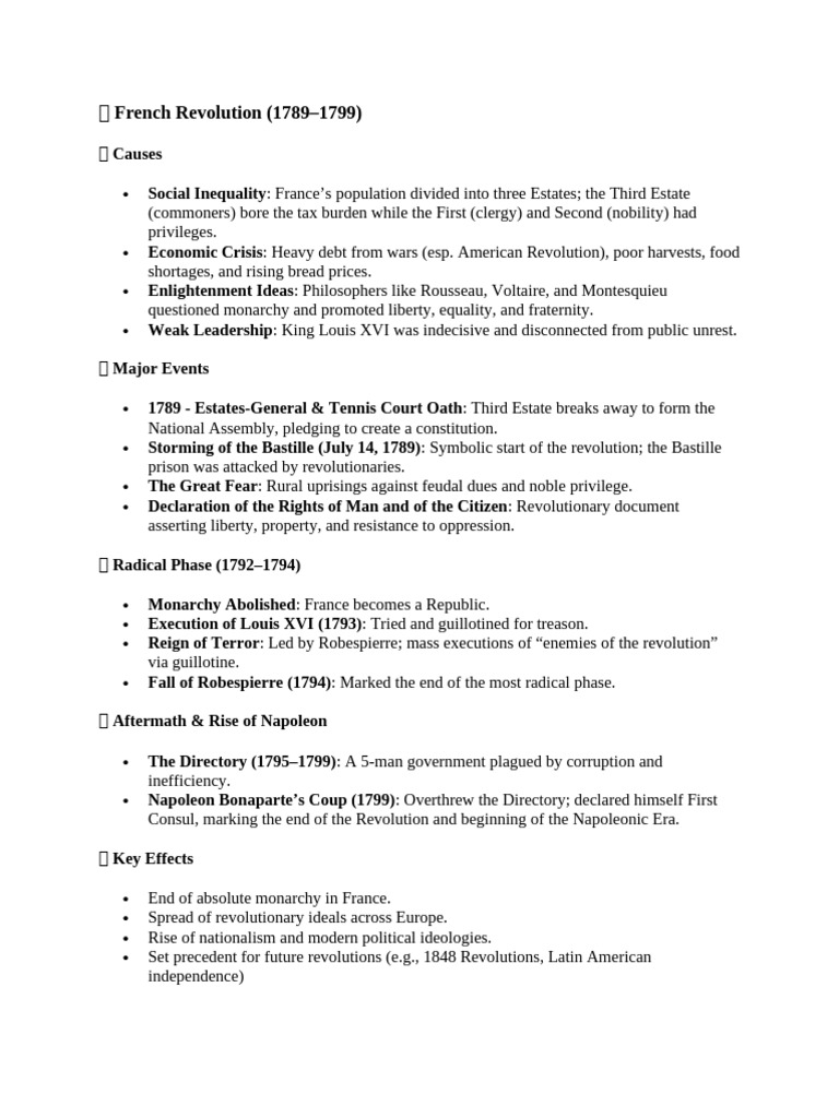 Causes and Events of the French Revolution | PDF