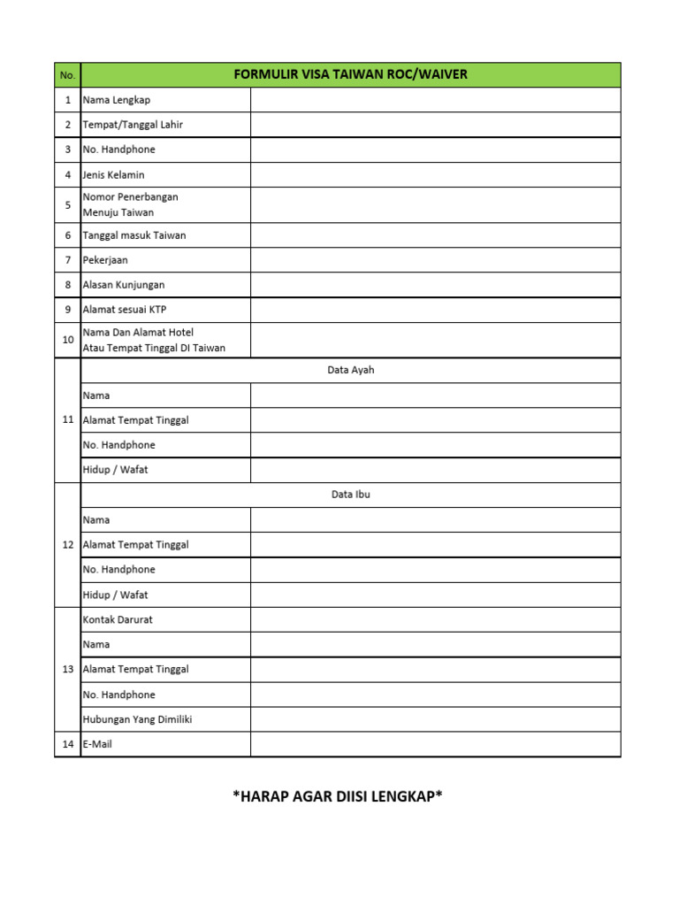 Taiwan ROC Form | PDF