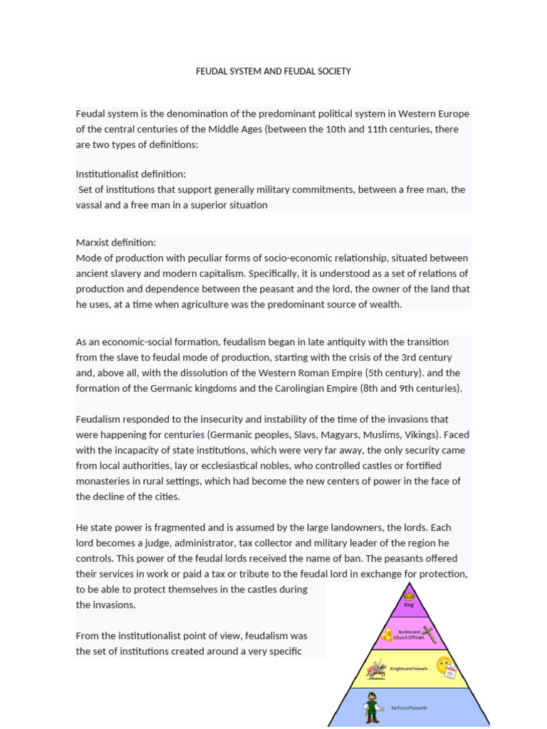 Overview of the Feudal System | PDF | Feudalism | Middle Ages