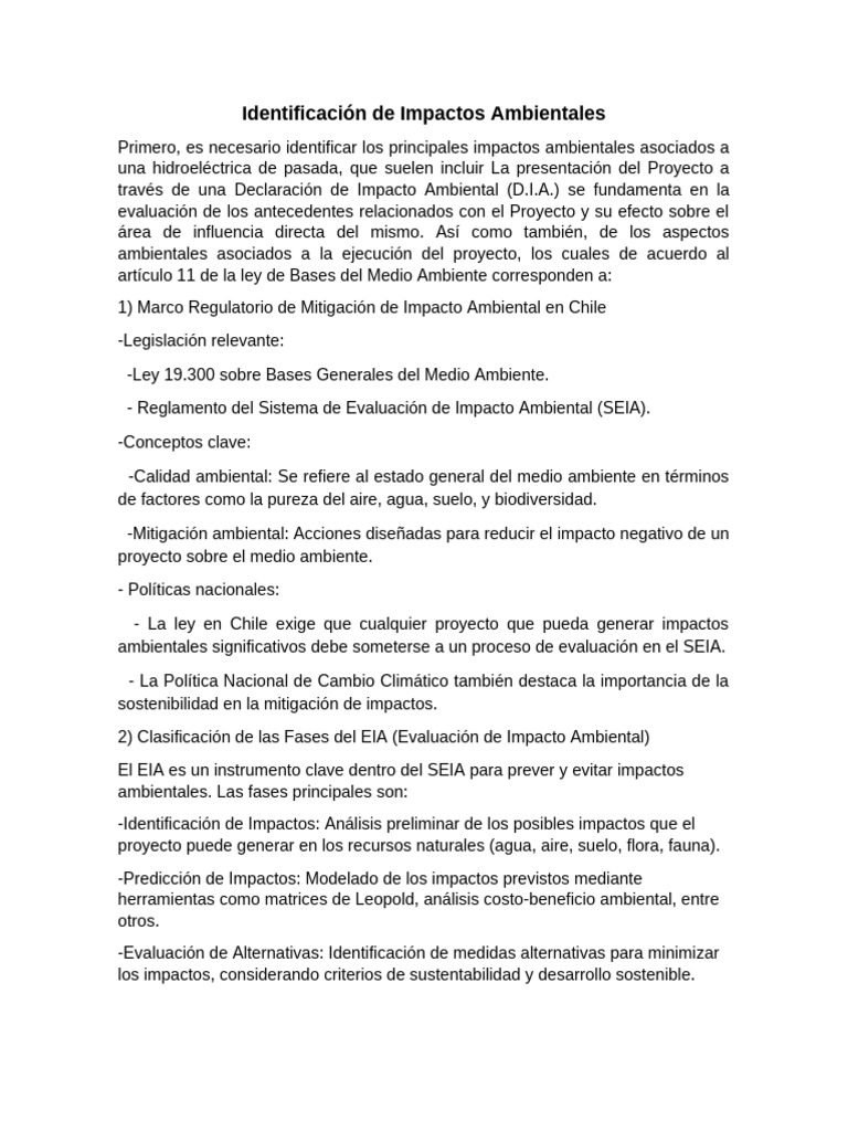 Mitigación Del Impacto Ambiental | PDF | Evaluación de impacto ...
