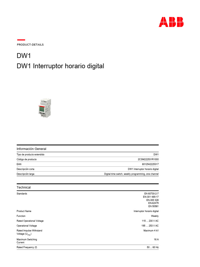 Interruptor horario digital DW1 | PDF
