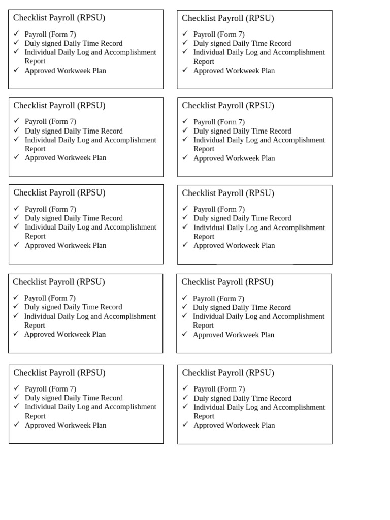 Payroll Checklist for RPSU Compliance | PDF