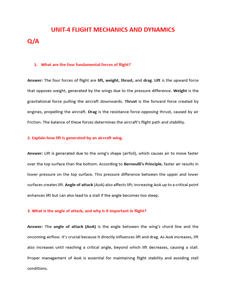 Flight Mechanics: Forces and Stability | PDF | Lift (Force) | Flight ...