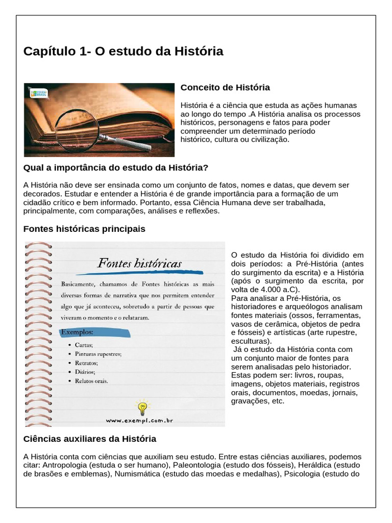 Estudo da História: Conceitos e Evolução | PDF | Paleolítico | Homo