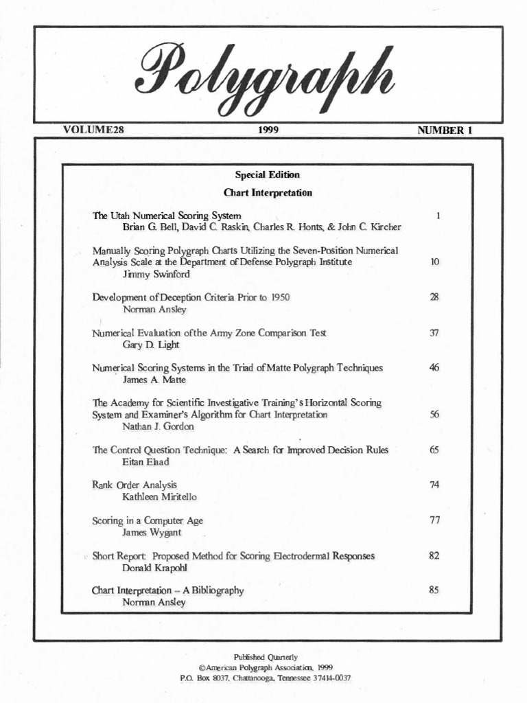 Utah Numerical Scoring System for Polygraphs | PDF | Polygraph ...