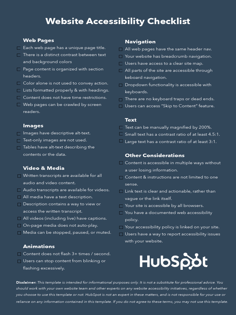 Website Accessibility Checklist Guide | PDF | Websites | World Wide Web