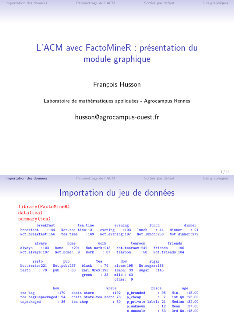 Analyse ACM avec FactoMineR et données Tea | PDF