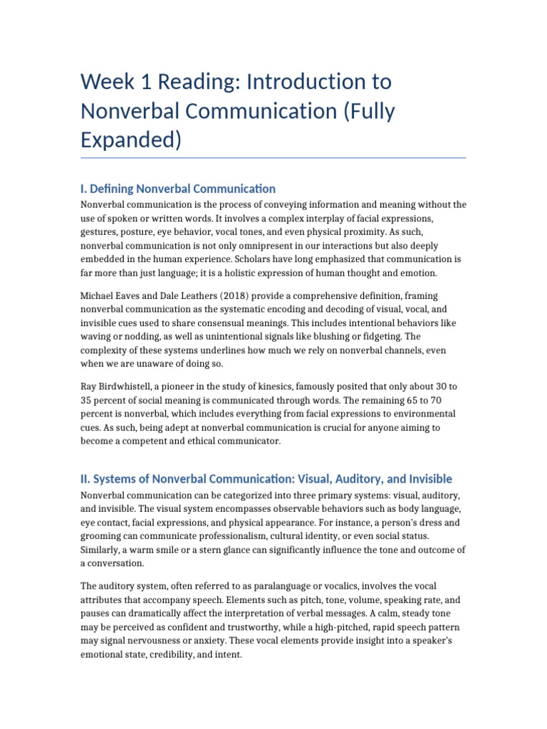 Understanding Nonverbal Communication | PDF | Nonverbal Communication ...