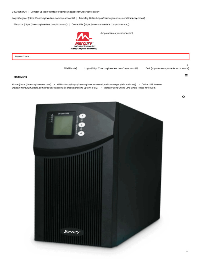 Mercury Inverters - Mercury 3kva Online UPS Single Phase HP930C-S | PDF ...