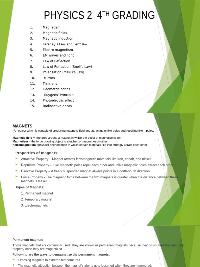Physics 2 4th Grading | PDF | Magnetic Field | Magnet