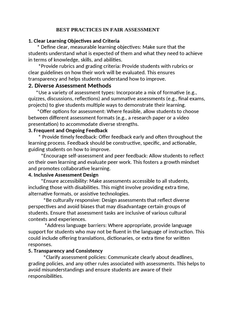 Fair Assessment Best Practices | PDF | Educational Assessment ...