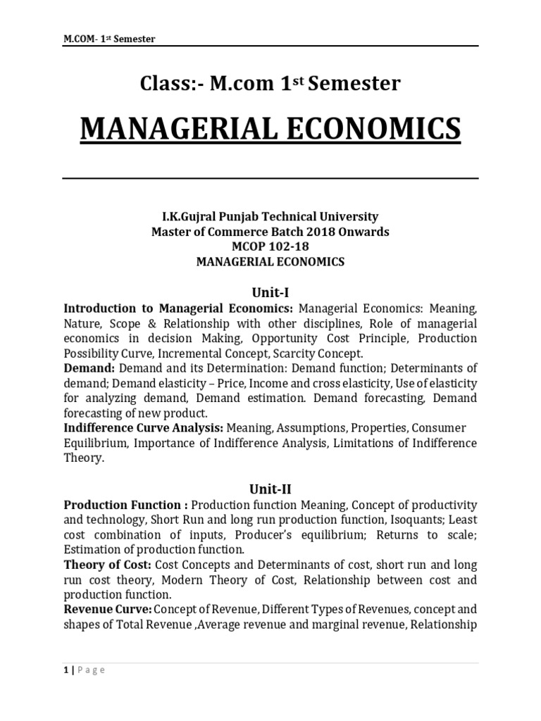 1ST Sem | PDF | Economics | Microeconomics