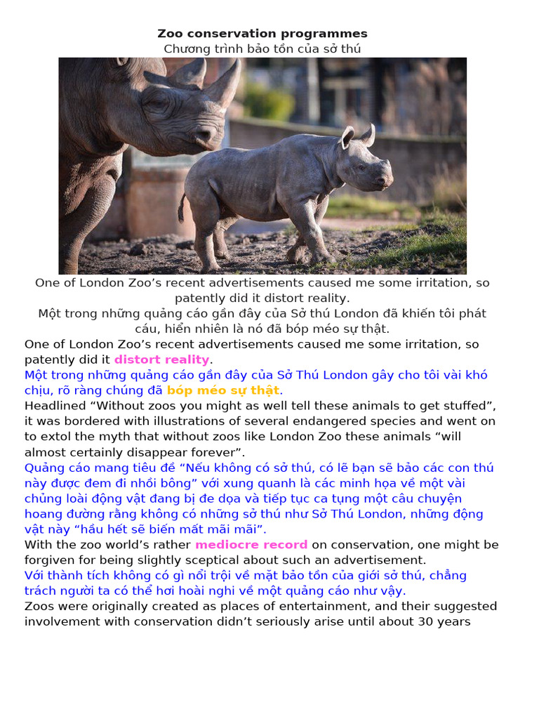 Zoo Conservation Programmes | PDF