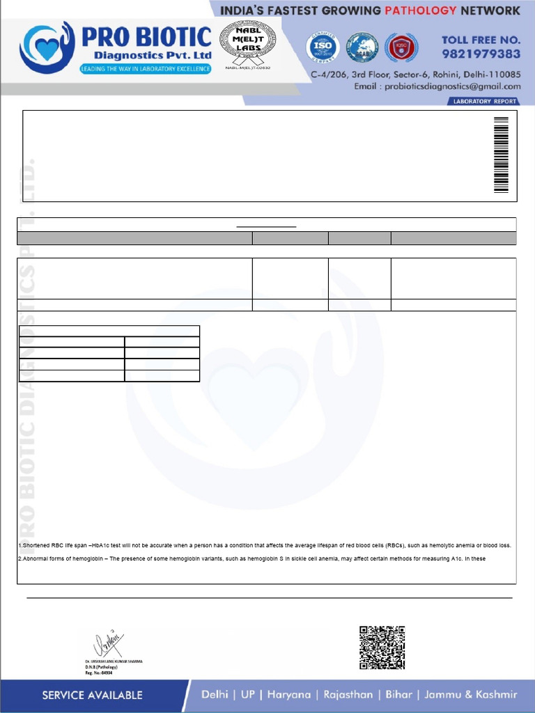 HbA1c and Glucose Test Results Report | PDF | Glycated Hemoglobin ...
