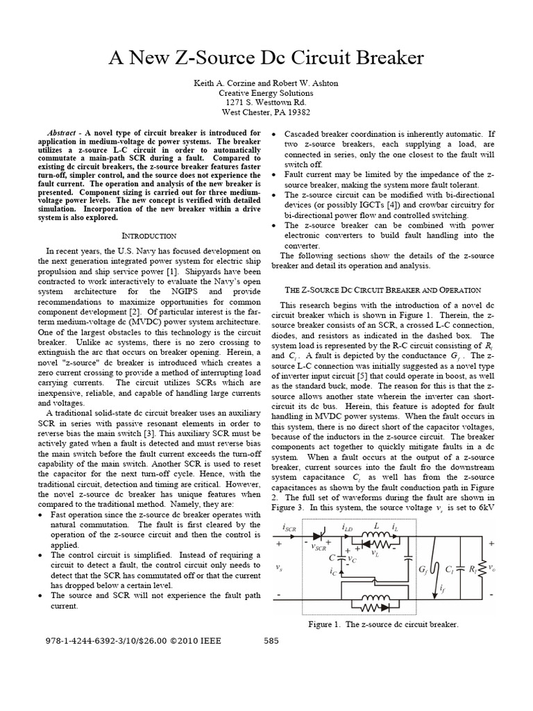 Innovative Z-Source DC Circuit Breaker | PDF | Electrical Network ...