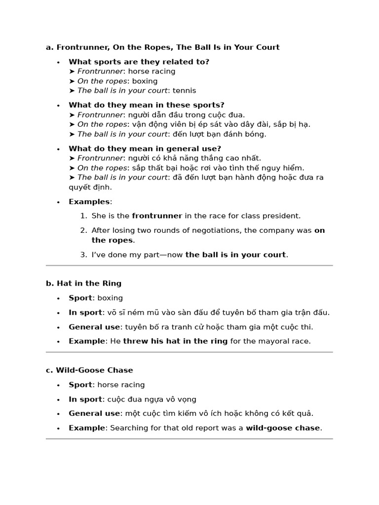 Sports Idioms For Present | PDF