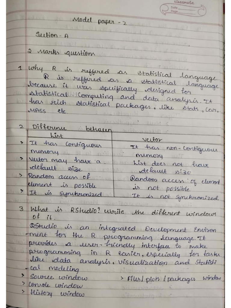 R-Programming Model Paper 2 | PDF