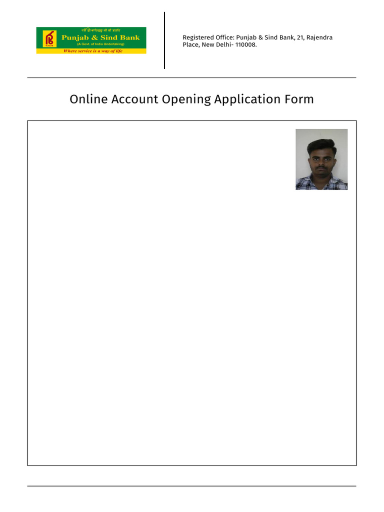 PSB AccountOpeningForm 87xxxxxx07 | PDF | Government Of India