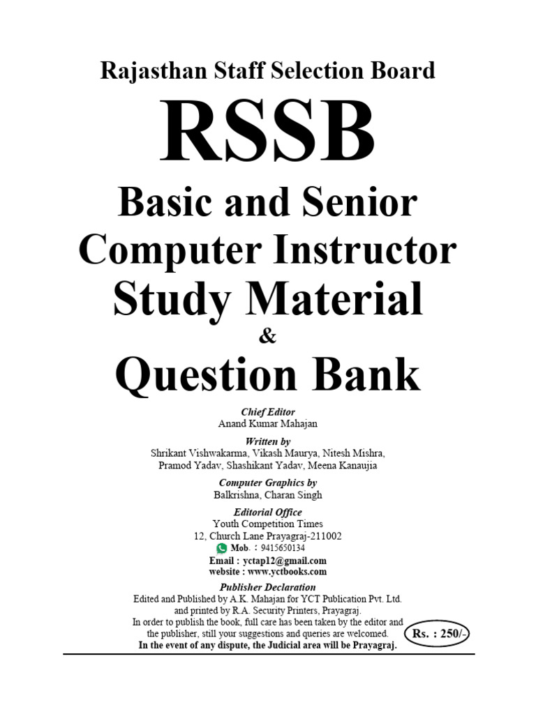 RSSB Computer Instructor Study Guide | PDF | Computer Data Storage | Byte