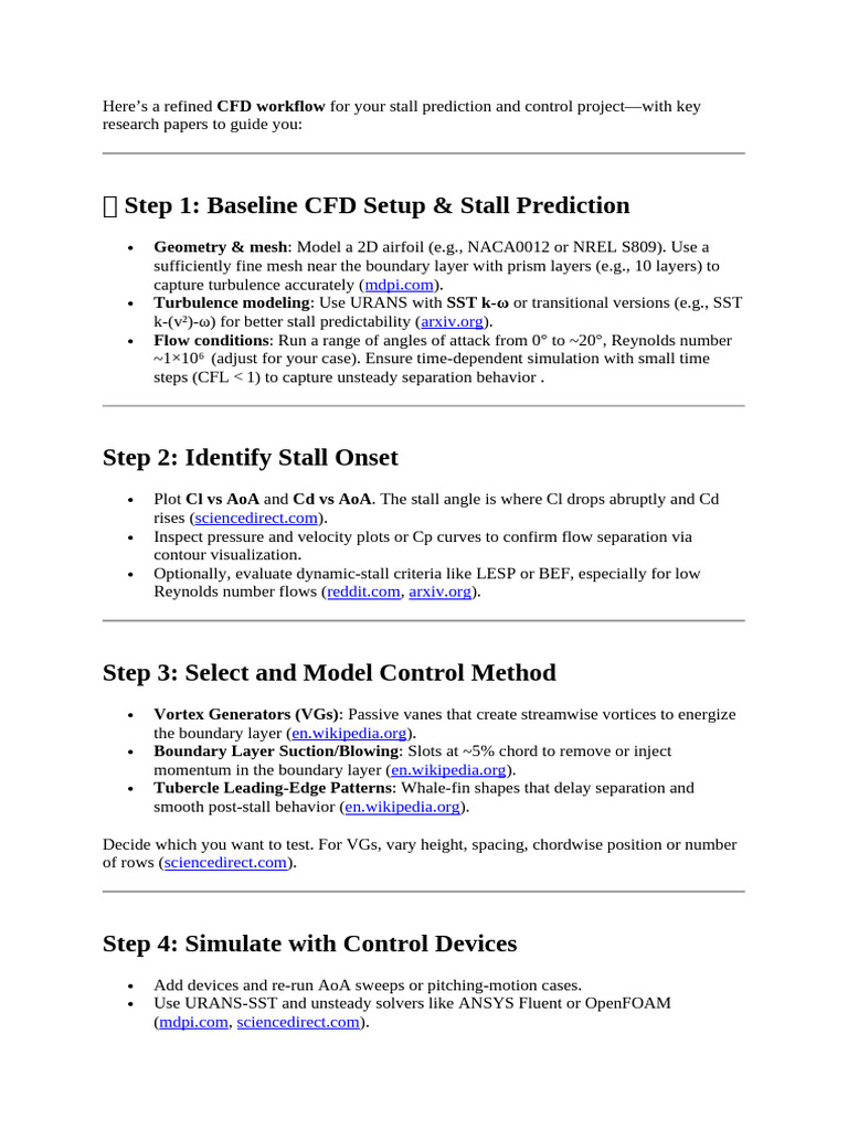 CFD Workflow for Stall Prediction & Control | PDF | Computational Fluid ...