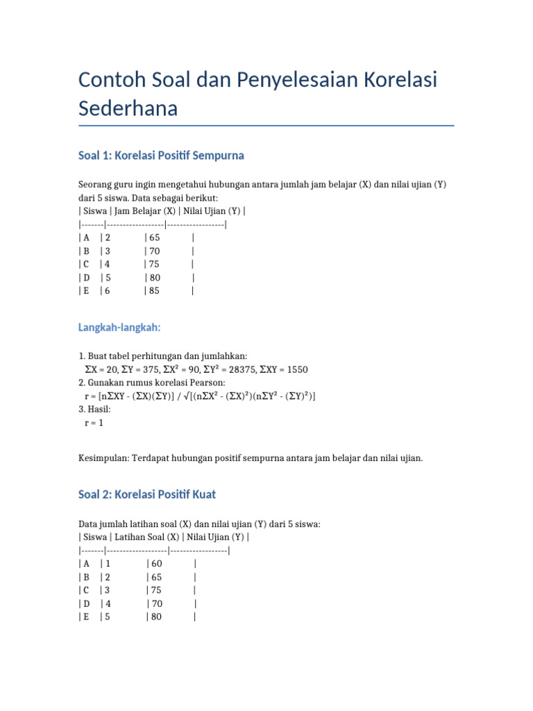 Contoh Soal Korelasi Pearson | PDF