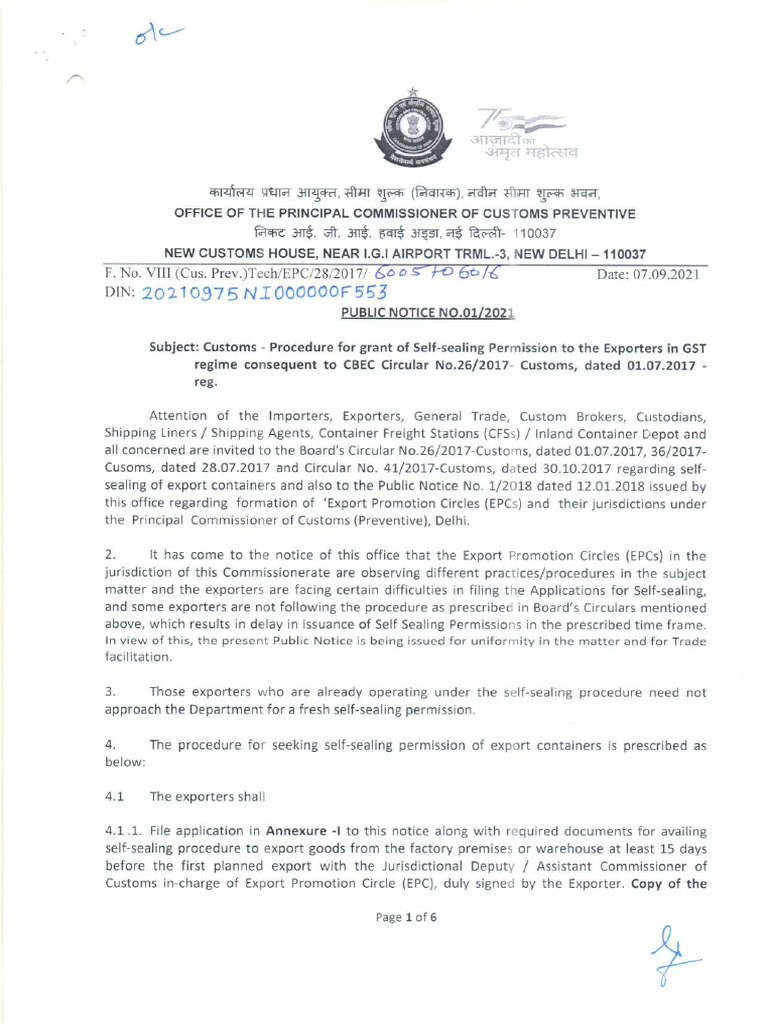 Public Notice 01-2021 Regarding Self Sealing - Compressed | PDF