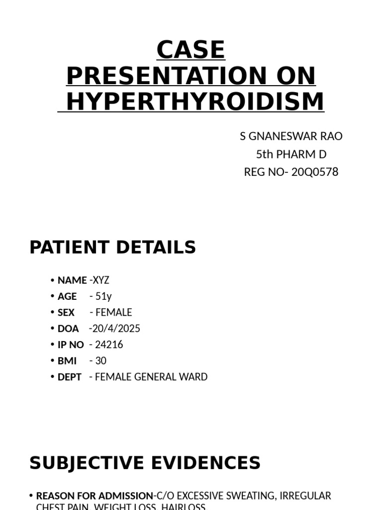 Hyperthyroidism Case Study and Treatment | PDF | Hyperthyroidism ...