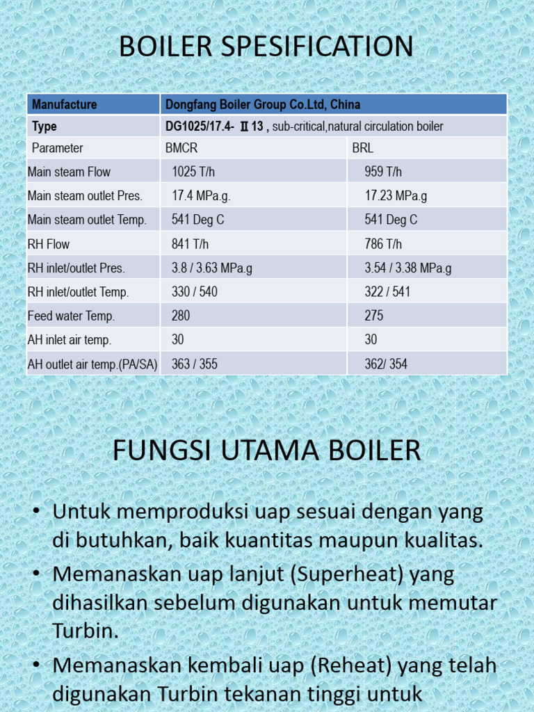 Spesifikasi Sistem Boiler Dongfang | PDF