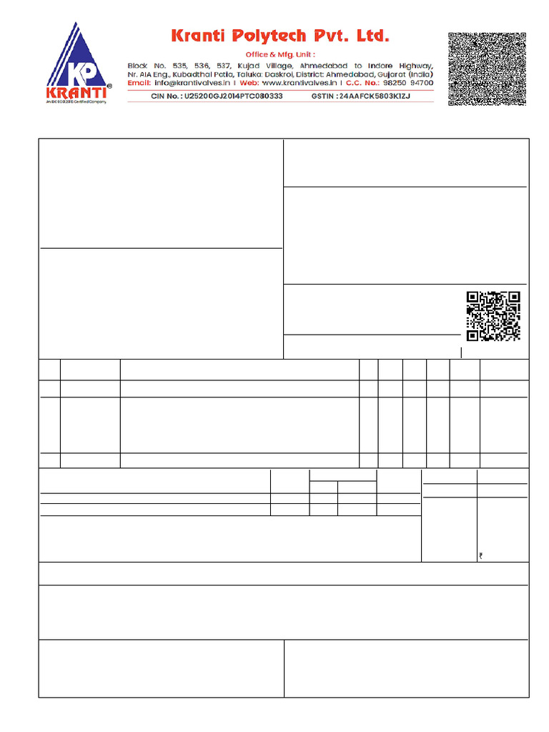 Invoice for Ravi Polymers from Kranti Polytech | PDF | Government ...